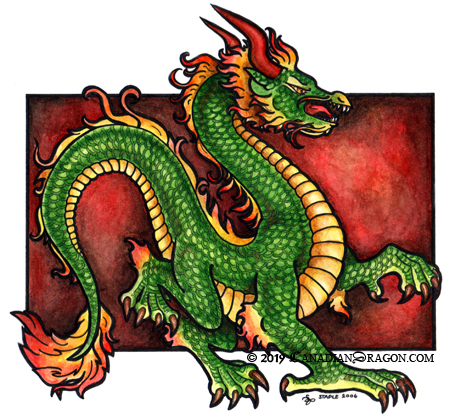 Asian Dragon Watercolor Painting