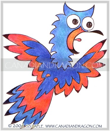 Crazy Birds on Crazy Bird   Bird Doodle  Color Pencil  2003