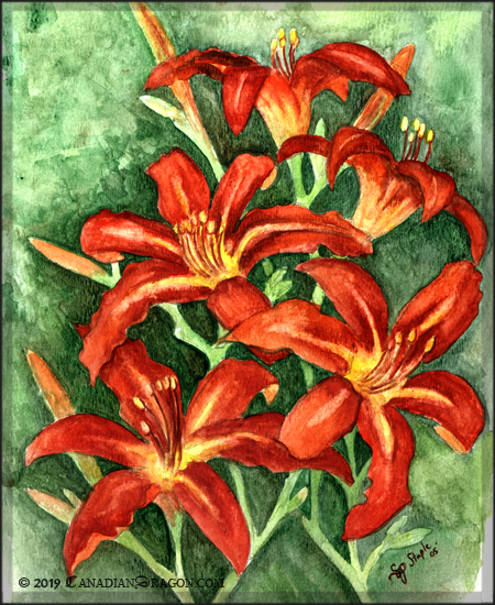 Day Lilies Watercolor Painting