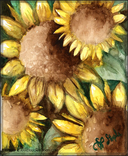 Sun Flowers Watercolor Painting