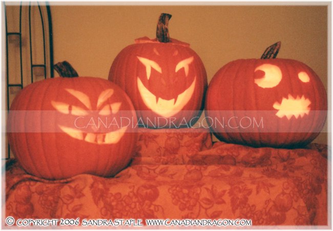 Three Halloween Pumpkins